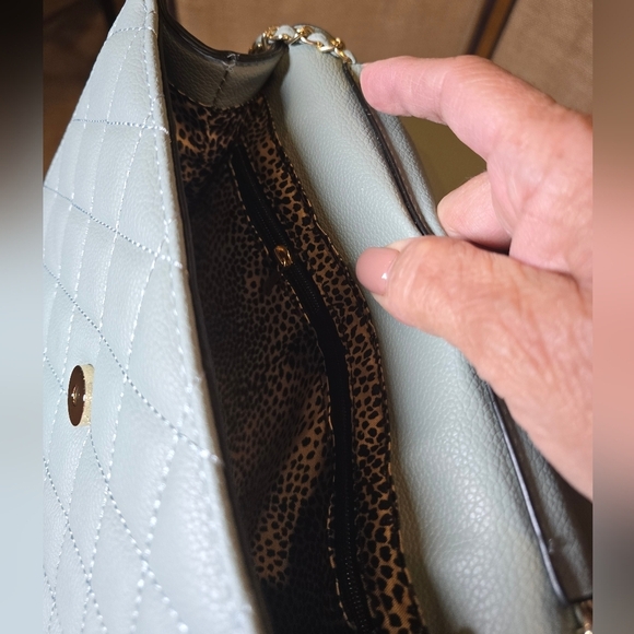 Powder Blue Quilted Women's Bag Set Includes 2 Bags - Picture 8 of 12